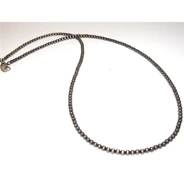 Navajo Pearls Necklace Sterling Silver Choker Necklace 22"L