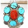 Image 2 : Navajo Turquoise Cluster Statement Ring Sz 8.5 Sterling Silver Signed