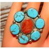 Image 7 : Navajo Turquoise Cluster Statement Ring Sz 8.5 Sterling Silver Signed