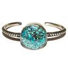 Image 1 : Navajo Spiderweb Kingman Turquoise Stacker Cuff Bracelet Sterling Chimney Butte