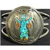 Image 1 : Vintage Navajo Turquoise Coral Kachina Bracelet Sterling Silver Cuff