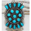 Image 1 : Vintage Navajo Cluster Ring Sz 5.5 Sterling Silver Blue Gem Mine Turquoise