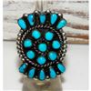 Image 2 : Vintage Navajo Cluster Ring Sz 5.5 Sterling Silver Blue Gem Mine Turquoise