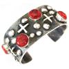 Image 2 : Navajo Bracelet Tufa Cast Sterling Silver Red Spiny Oyster L James 85G