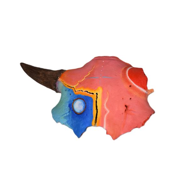 Hand painted Buffalo Skull