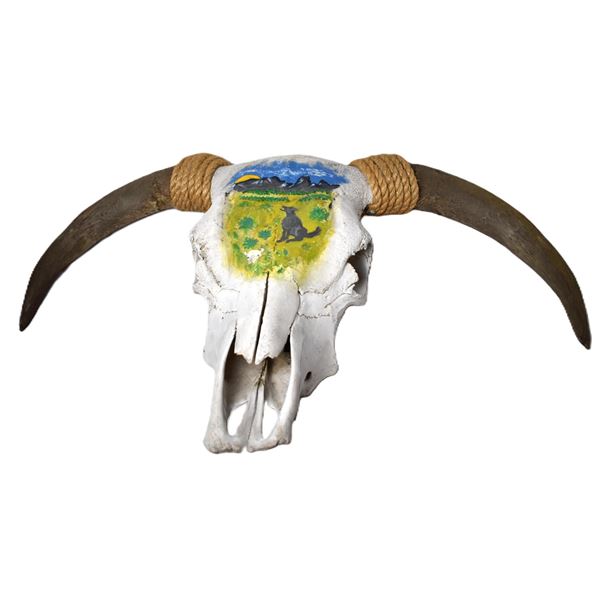 Painted Horned Hereford Bull Skull