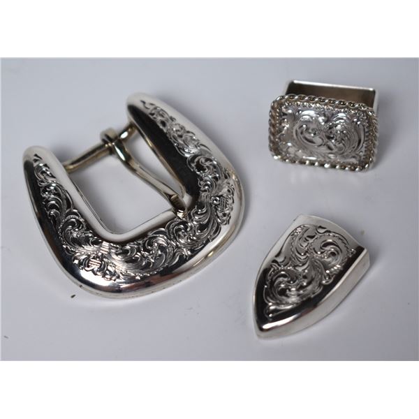 Silver Belt Buckle, end tip & loop