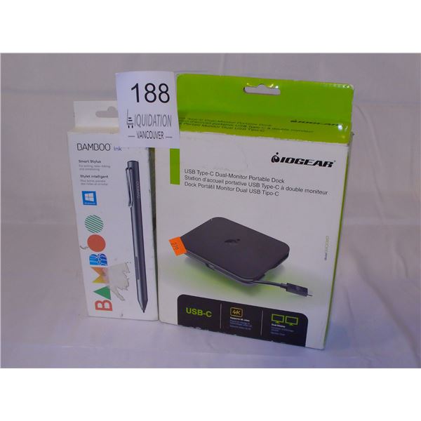 Lot of 2 items ( Type C Portable Dock and Bamboo Smart Stylus)