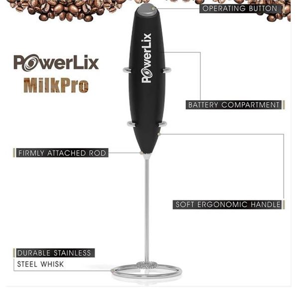 PowerLix MilkPro Handheld Milk Frother with Stainless Steel Whisk