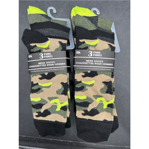 Lot of 2 Men’s Socks Sets of 3 pairs with Multicolor Designs and Patterns
