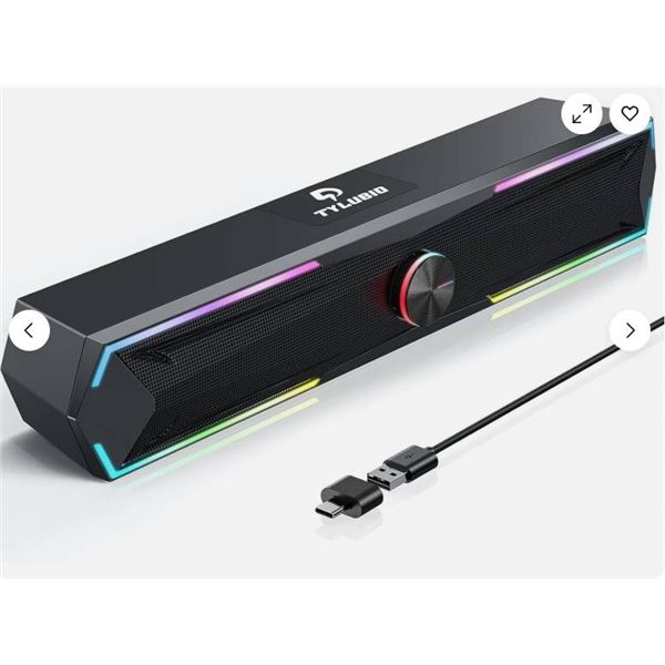 Tylubio ST200 Sound Bar with RGB Lighting and USB Input for PC and Laptop