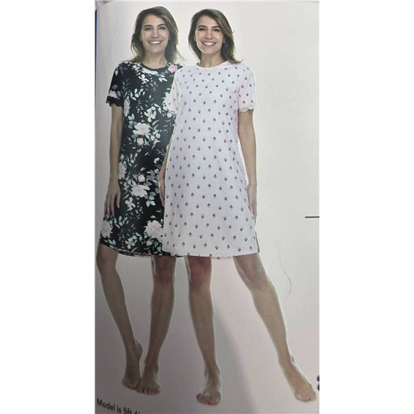 Women’s 2-Pack Short-Sleeve Sleep Dresses by FN, Floral Patterns