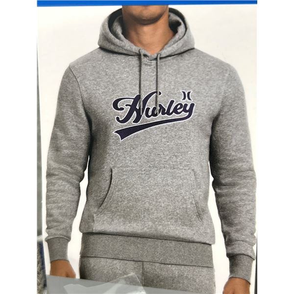 Hurley Men’s Gray Hoodie Sweatshirt with Navy Logo, L/G Size