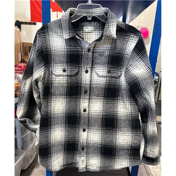 Frank And Oak Button-Up Black and White Plaid Shirt L/G