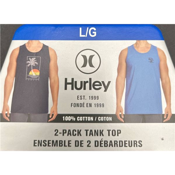 Hurley 2-Pack Tank Tops – Men’s Large, Cotton, Navy and Blue