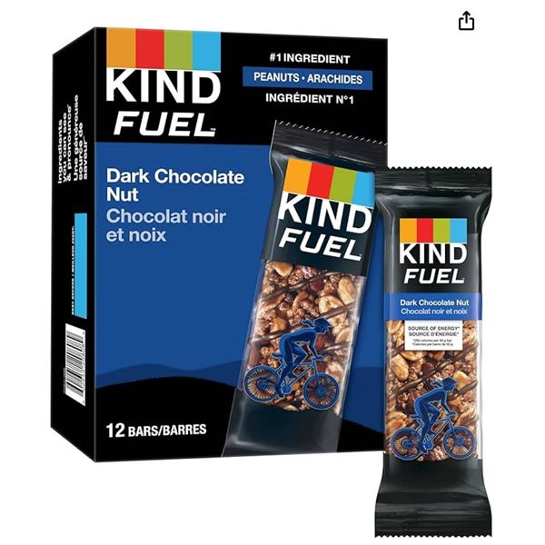 Kind Fuel Dark Chocolate Nut Bars, Peanuts, 12 x 50g, Gluten Free