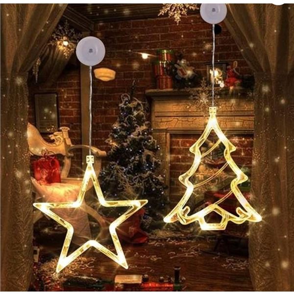 SKEFOLI  2 Pcs Christmas Window Lights, Battery Operated Christmas Lights, Christmas Decorations Ind