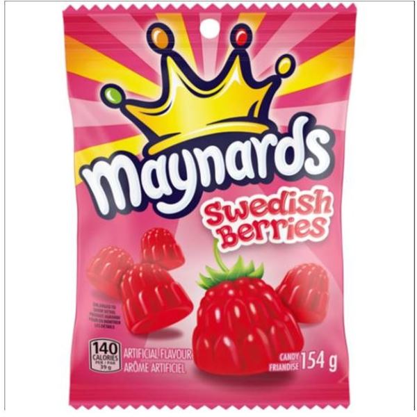 Maynards Swedish Berries, 12 x 154g Candy Packs