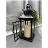 Image 3 : Metal Christmas Decorative Candle Lantern with Led Light,Plaid Ribbon,Lighted Hanging