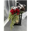 Image 4 : Metal Christmas Decorative Candle Lantern with Led Light,Plaid Ribbon,Lighted Hanging