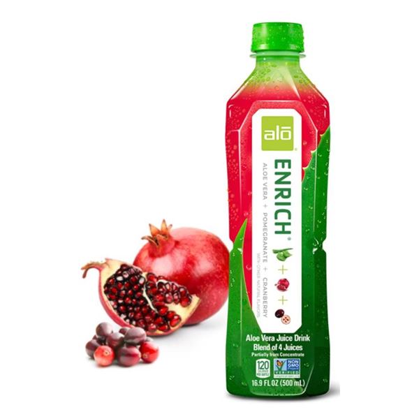 Alo Enrich Aloe Vera Juice Drink 12x500ml Aloe Vera Pomegranate Cranberry