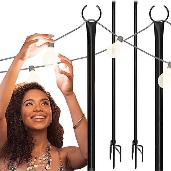 Holiday Styling Patio String Light Poles – 8 Feet Tall String Holders