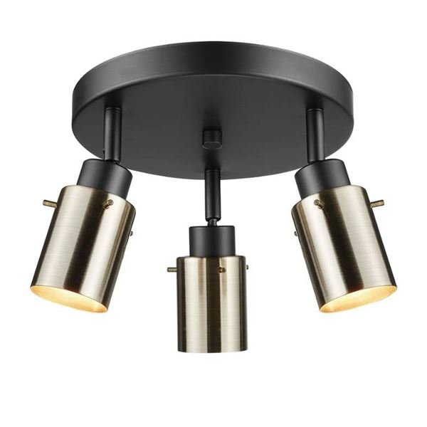 Starke 3-Light Track Lighting Canopy, Dark Bronze, Antique Brass Shades