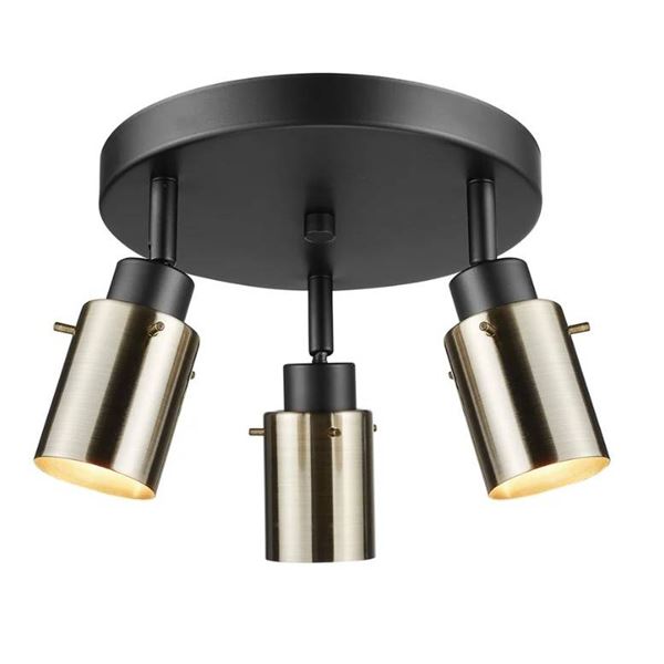 Starke 3-Light Track Lighting Canopy, Dark Bronze, Antique Brass Shades