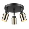Image 1 : Starke 3-Light Track Lighting Canopy, Dark Bronze, Antique Brass Shades