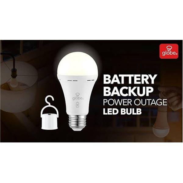 Globe Electric Battery Backup LED Light Bulb Set with Portable Sockets