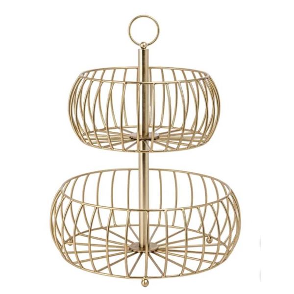 Over & Back 2-Tier Metal Basket for Multi-Purpose Use