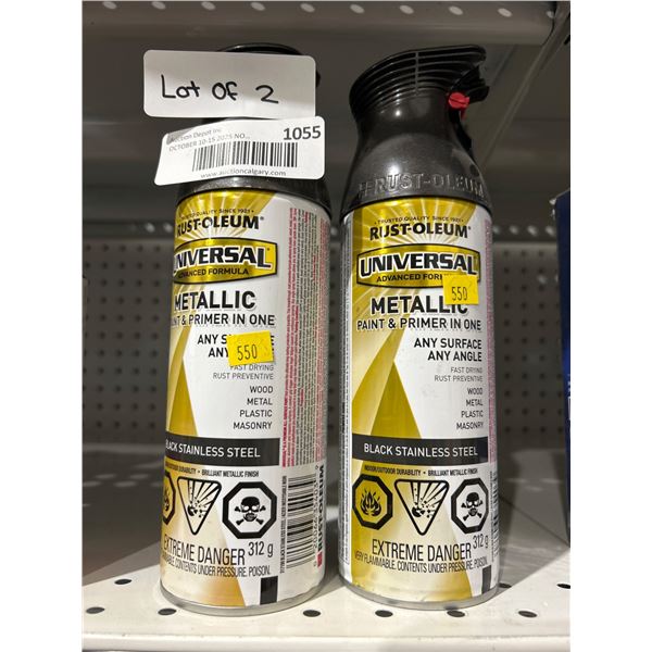 2 Rust-Oleum Universal Metallic Spray Paints, Black Stainless Steel, 312 g