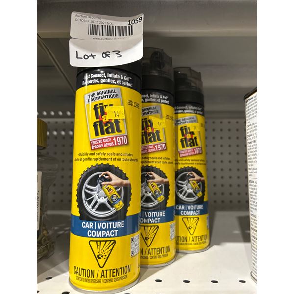 Fix-A-Flat Tire Inflator for Compact Cars 16 oz (454 g) Lot of 3