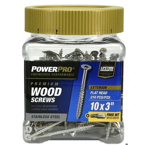 Power Pro Premium Wood Screws 10×3-Inch, 210 Pieces Each, 2 Packs