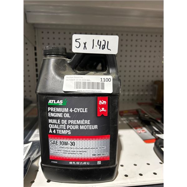 Atlas SAE 10W-30 Premium 4-Cycle Engine Oil, 1.42L, Set of 5