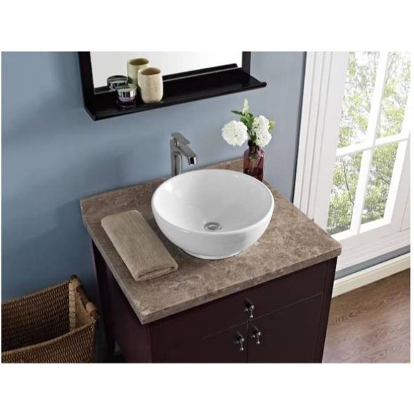 Aquasource Round Vessel Sink – 15″ – Vitreous China – White