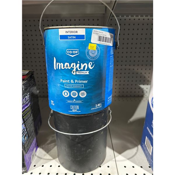 Lot of 2 Co-op Imagine Premium Interior Satin Paint and Primer – 3.49 L Each