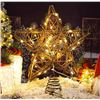 Image 1 : Natural Rattan Star Christmas Tree Topper With Lighted Design