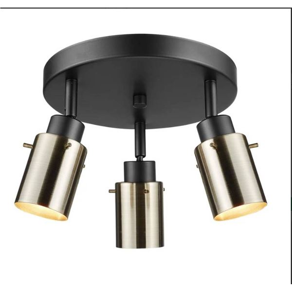 Starke 3-Light Track Lighting Canopy, Dark Bronze, Antique Brass Shades