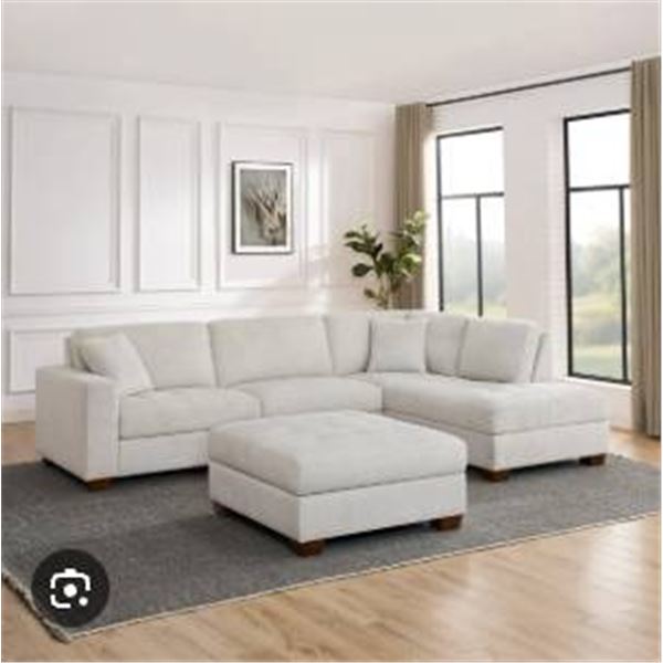 Thomasville Fabric Sectional With Storage Ottoman