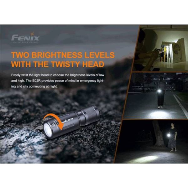 Fenix E02R Rechargeable Mini Keychain Light, 200 Lumens