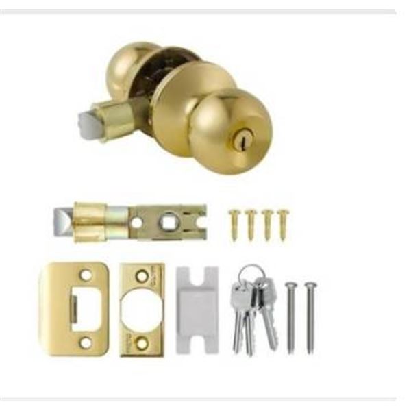 Reliabilt Bola Polished Brass Keyed Entry Door Knob Lot of 2