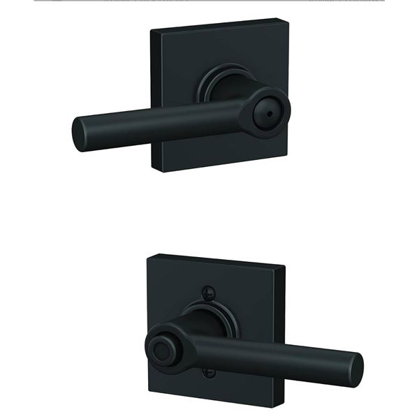 Schlage Bed and Bath Lever Handle Set in Matte Black Finish