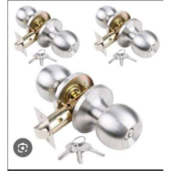Lot of 3 Reliabilt Brushed Nickel Door Knobs, Model 2807035