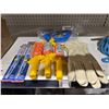 Image 1 : Lot of Tools Including Gloves, Trowel, Mason Line, and Saw Blades