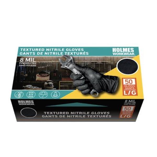 Lot of 2 x 50 pc  Workwear Textured Nitrile Gloves L/G 8 Mil