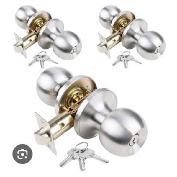 Lot of 3 Reliabilt Brushed Nickel Door Knobs, Model 2807035