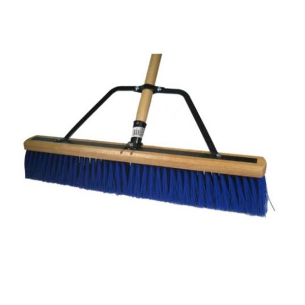 Mann Broom with Wood Handle and Blue Bristles, PL #24