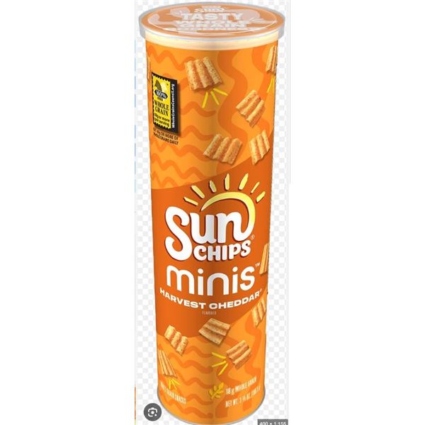 Sun Chips Minis Harvest Cheddar Chips Canisters Lot of 32