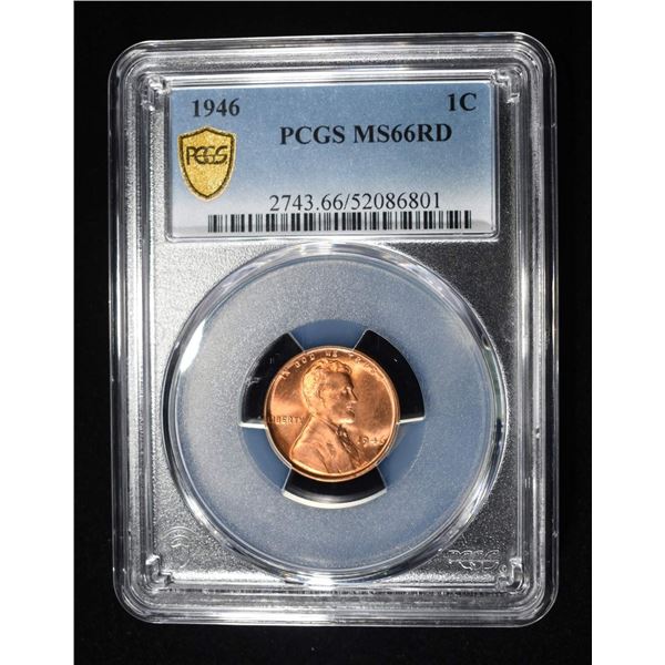 1946 LINCOLN CENT PCGS MS-66 RD